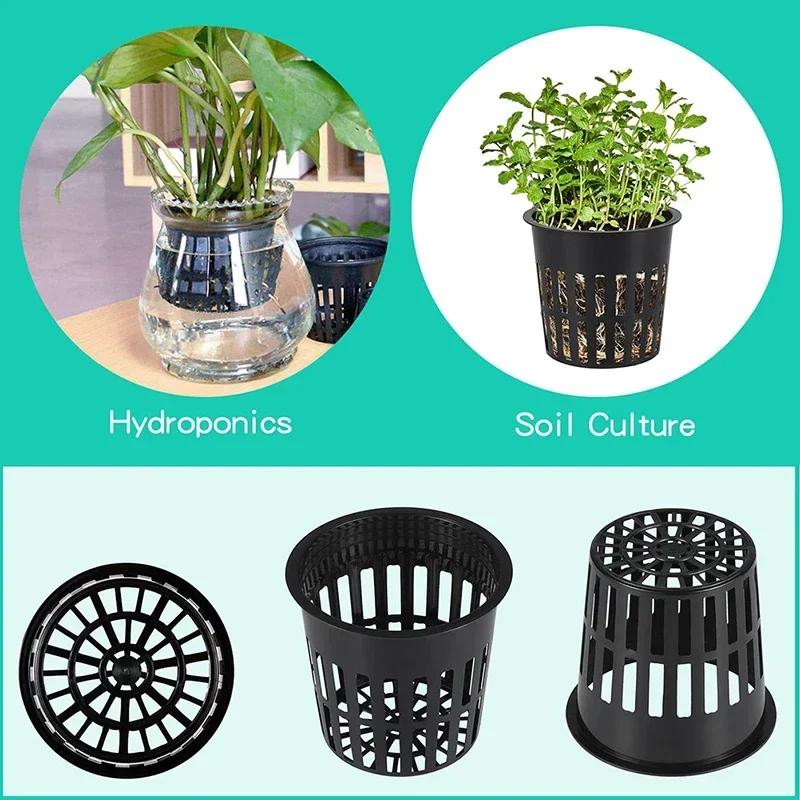 10pcs Grow Orchids 3 Inch Wide Lip Hydroponics Cups Planting Mesh Pot Soilless Net Basket Slotted Container Colonization Black