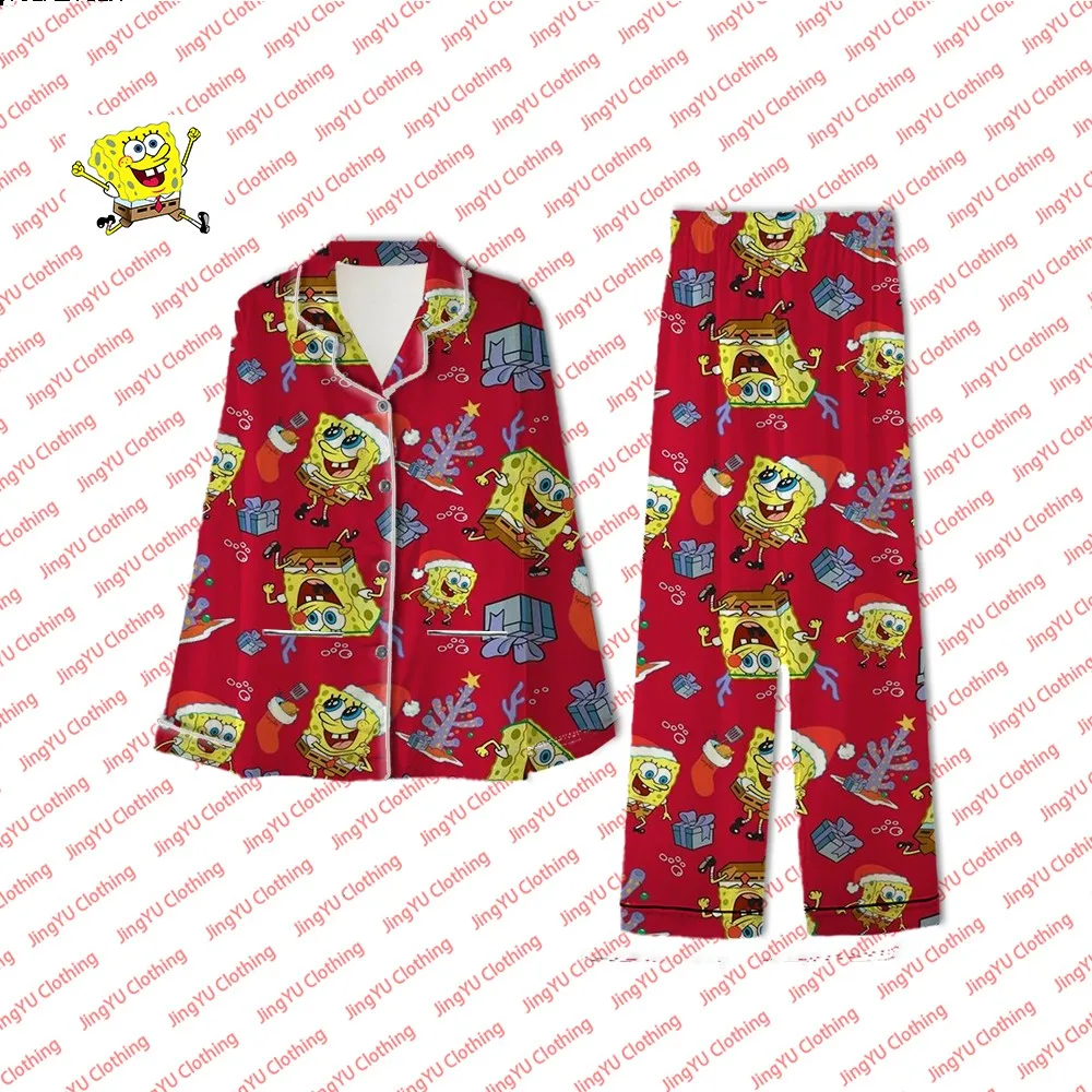 2024 New SpongeBob SquarePants Summer Cartoon Cute Pajamas Set Fashion Comfortable Casual Home Pajamas Couples