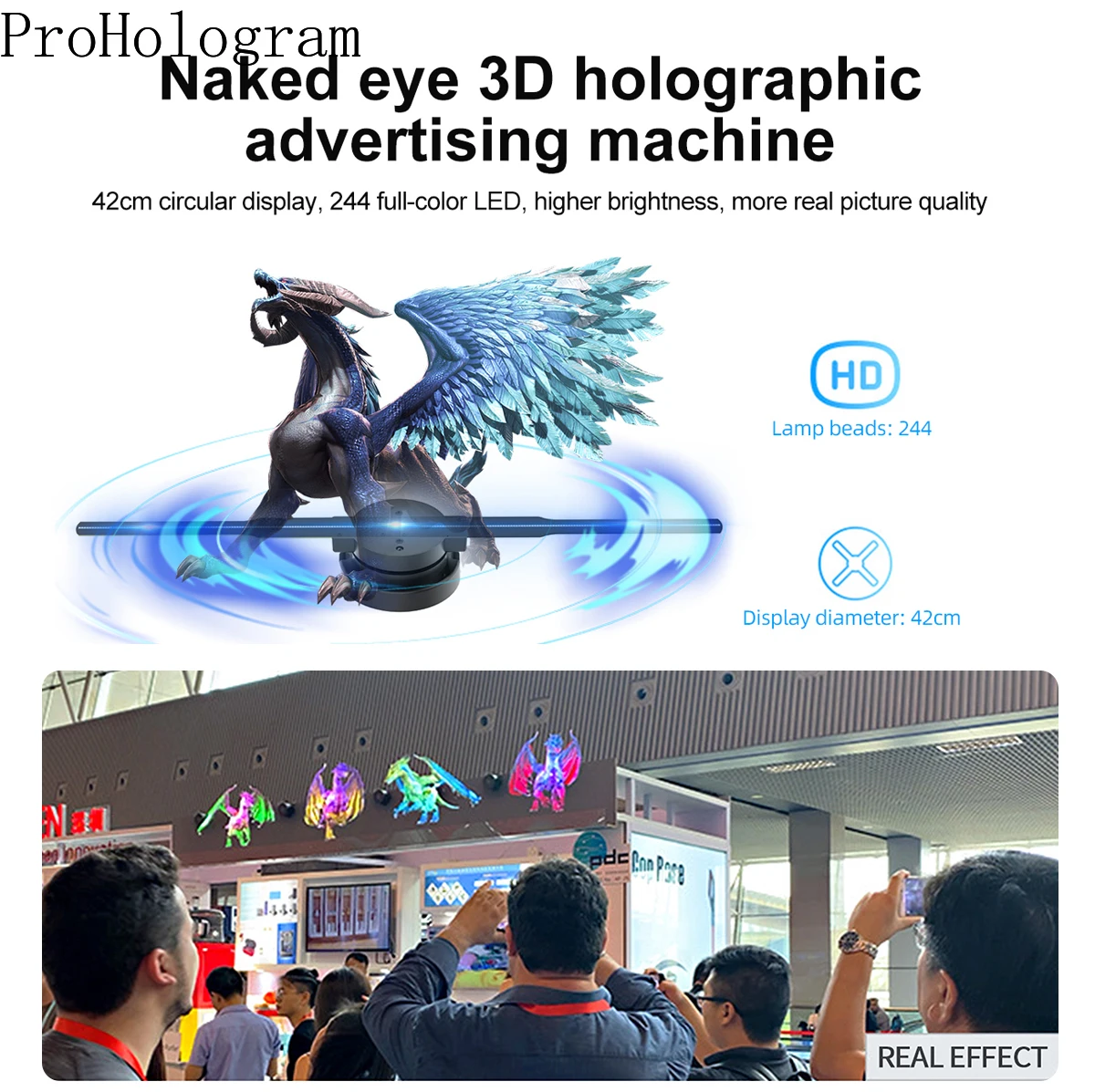 3D Hologram Projector Fan WIFI PD42-45 Led Sign Remote Control Advertising Logo Projector Holographic Lamp Support Images Video