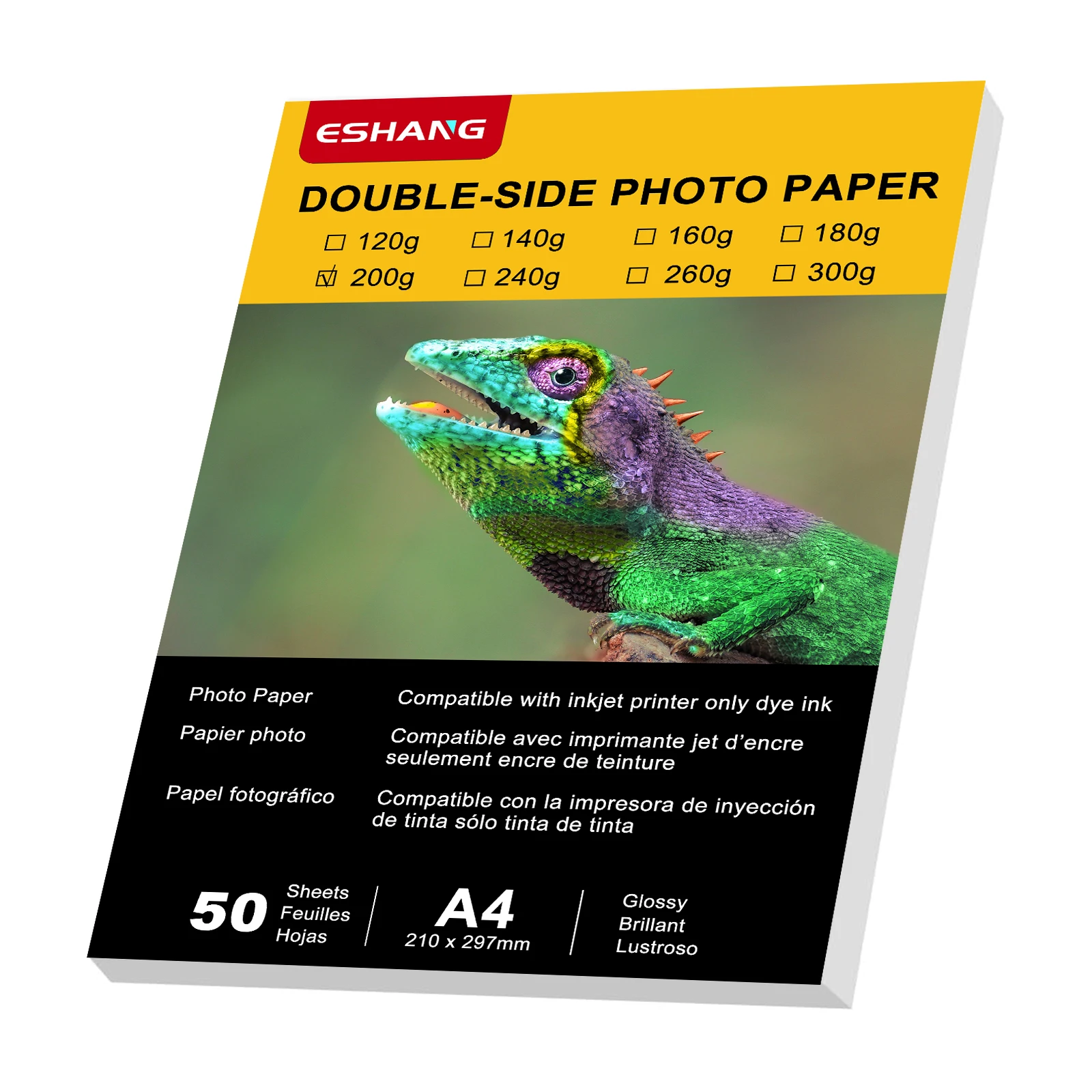 ESHANG 50 Sheets Double Side Paper Glossy Photo Print Inkjet 8.3x11.7 Letter Size DIY Picture Photos Printer 200gsm