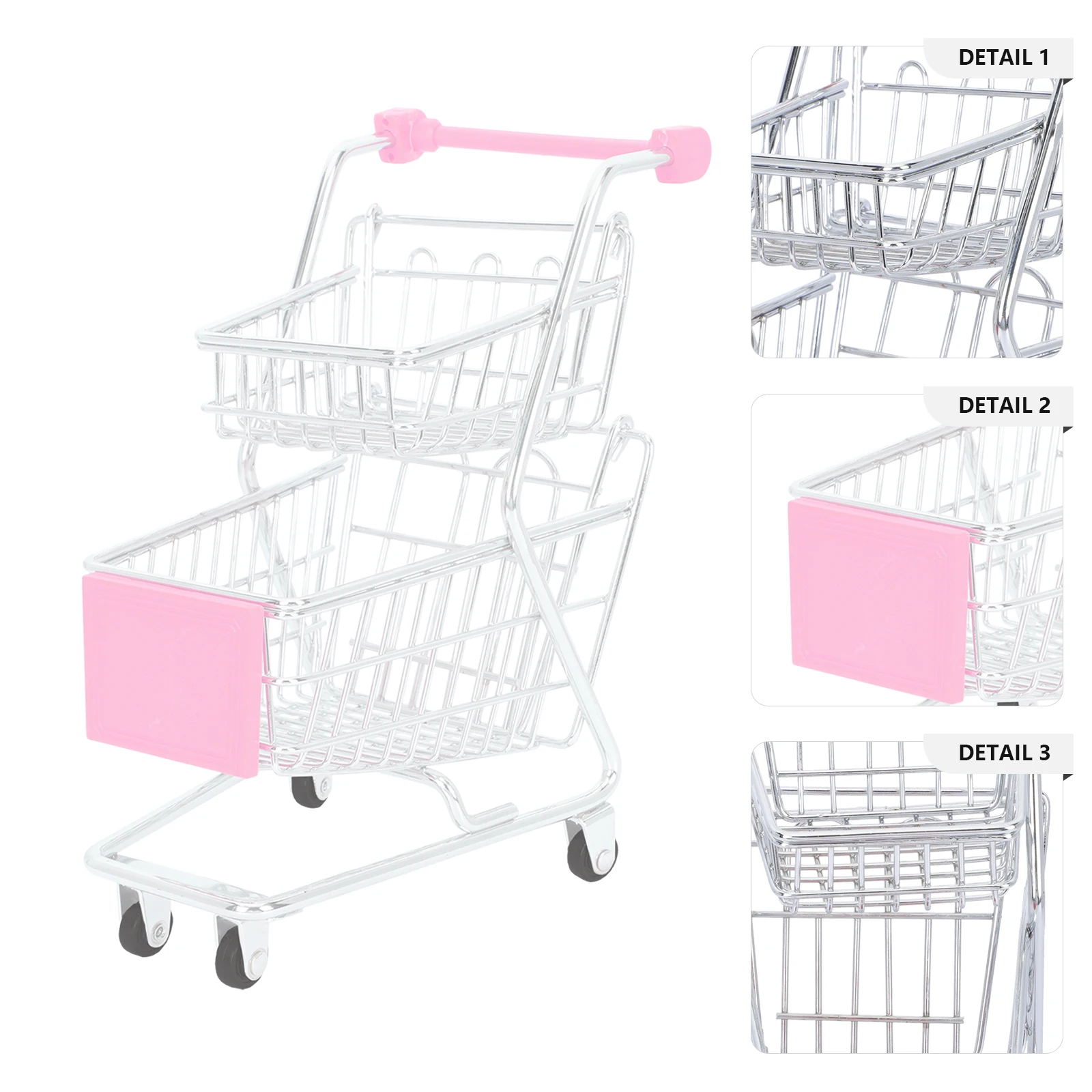 

Mini Trolley Fried Snack Basket Metal Cart Food Supermarket Handcart Kitchen with Storage Shopping Carts Decoration
