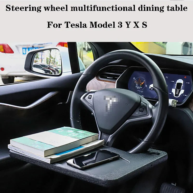 Mesa de escritorio para Tesla Model 3 Y X S, bandeja portátil para volante de coche, escritorio de comida, mesa de oficina portátil para Tesla