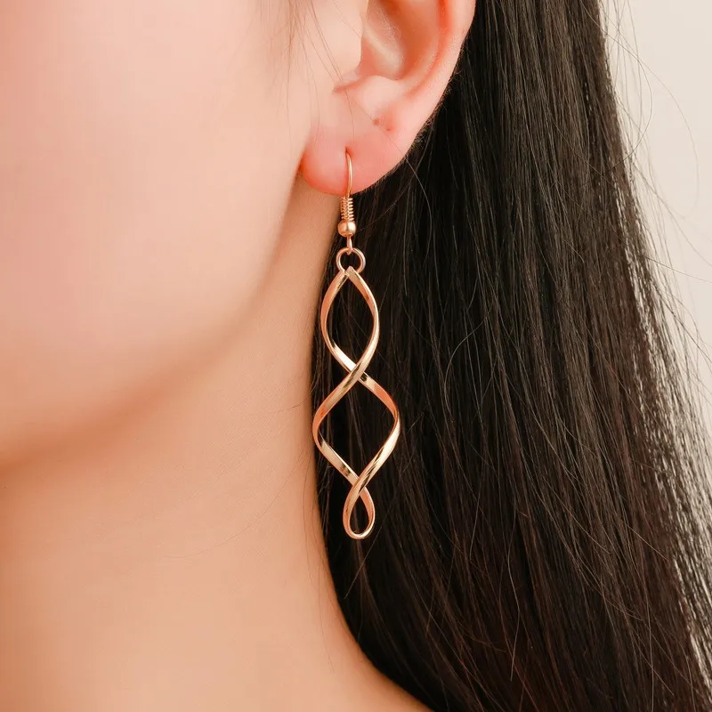 New Creative Trend Spiral Curved 8-Shaped Pendant Earrings for Women European Geometry Wave Wholesale Girl Gift Brincos