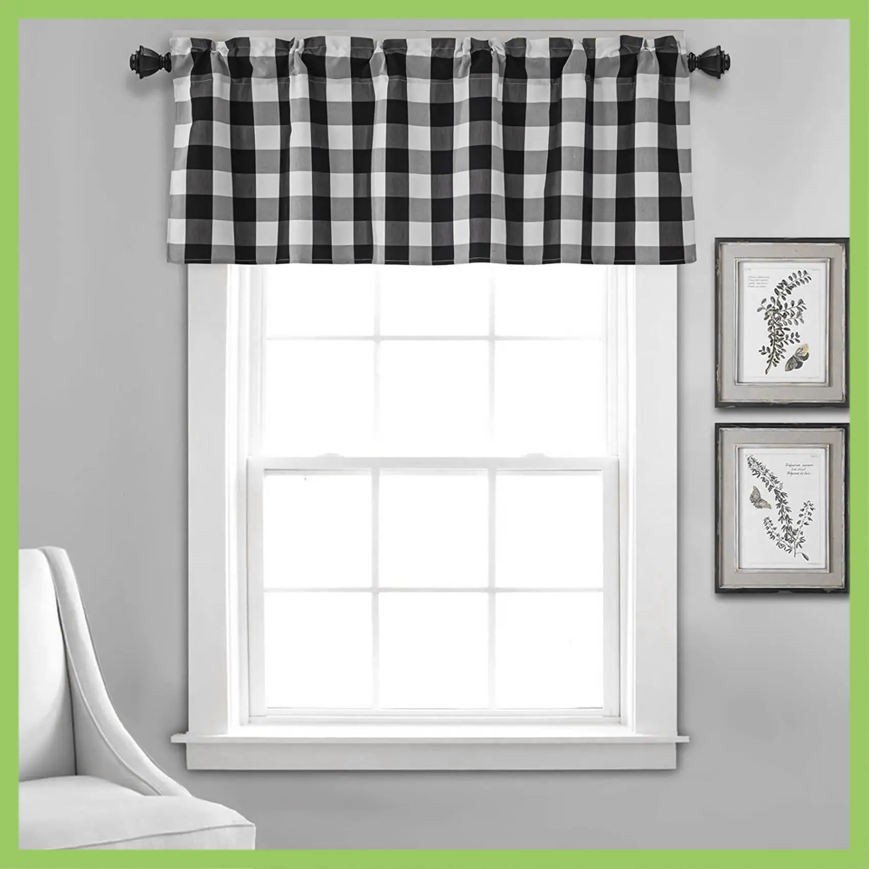 

Buffalo Plaid Valances For Kitchen Farmhouse Check Plaid Valances For Window Treatment Decor (Black And White)