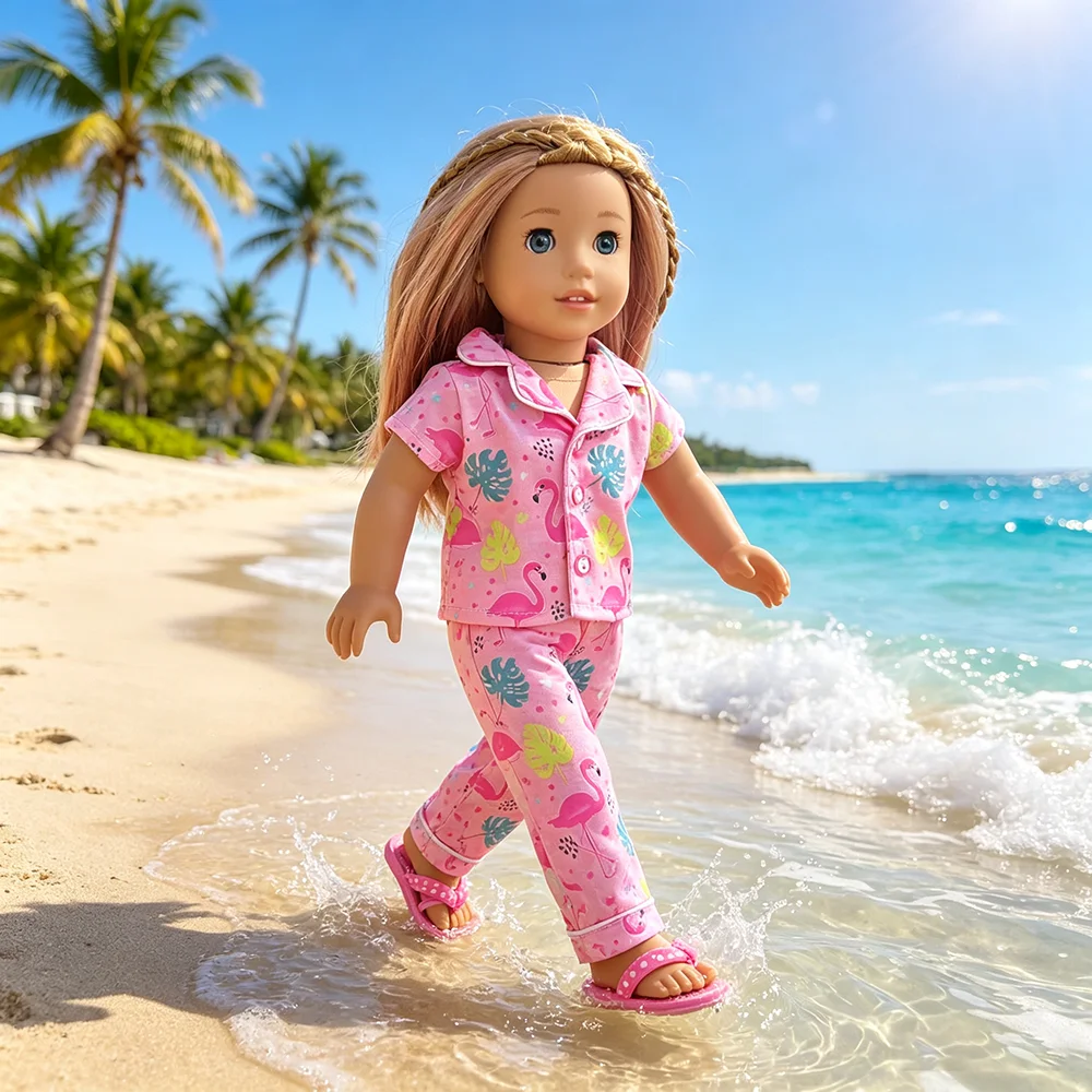 18 Inch Doll Spring, Summer, Autumn Sleepwear Set, Suitable for Clothing of 18 Inch Dolls, Doll Home Clothes, Doll Accessories