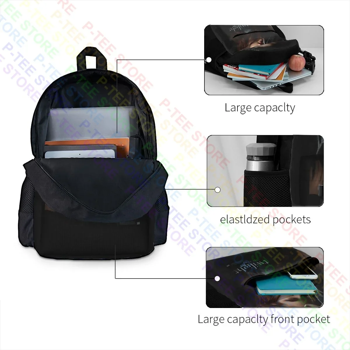 Twilight Saga Promo Edward Jacob Large Capacity Backpack Bookbag Shoe Bag 3d Printing Clothes Backpacks