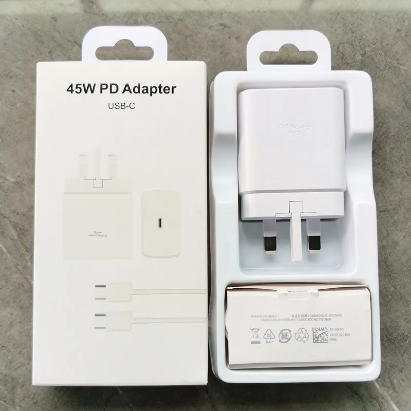 S24 PD Charger 45W UK Super Fast Charge Adapter For Galaxy Z Flip Fold 5 4 3 2 S20 S21 S22 S23 S24 Note 20 Ultra 10 Plus FE A73