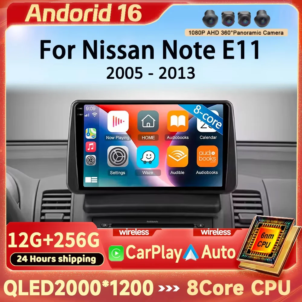 Wireless Carplay Android 16 For Nissan Note E11 2005 - 2013 Radio Autoradio Car Radio GPS Navigation Stereo Multimedia Player