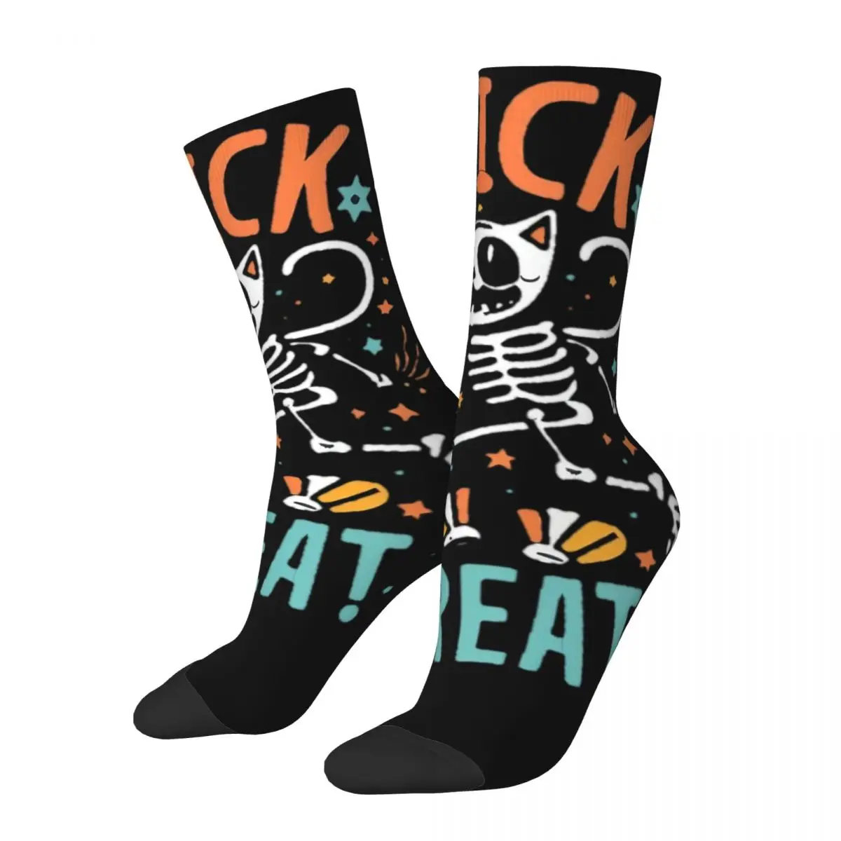 Crazy Design Unisex Funny Halloween Cat Crew Socks Trick Or Treat Merch Middle Tube Socks Soft Best Gifts