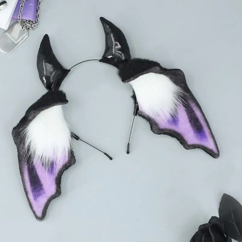 Y3NE Bat Headbands Cosplay Devil Wing Hairbands Dark Headwear Makeup Washing Face Hairbands Birthday Party