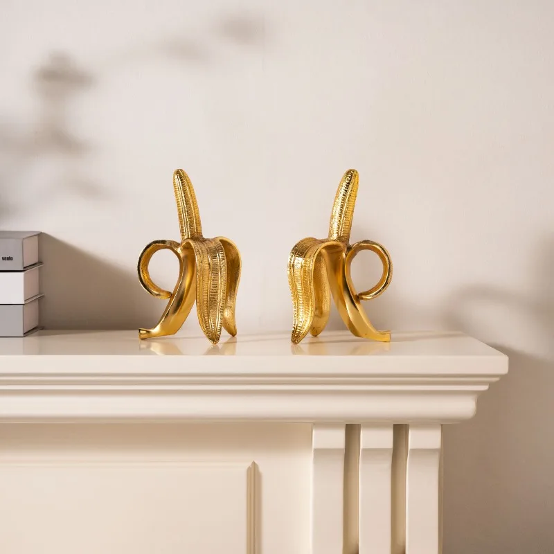 Golden Banana Bookends Decorative Arts and Crafts High Beauty Ornaments Furniture Exhibition Hall Desktop Layout