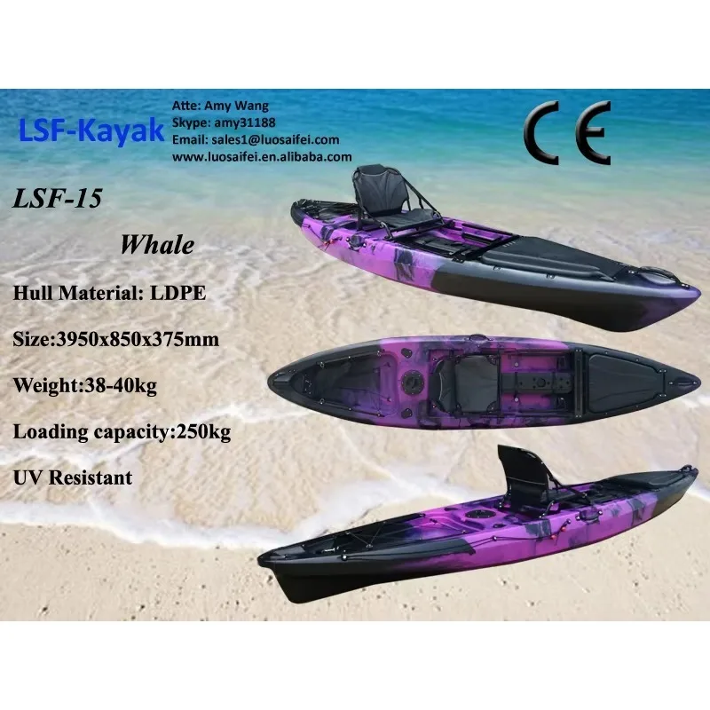 3.95m1 Persons With Backseat Paddle Kayak Fishing Boat For Sea And Outdoor Sports With Big Capacity From Durable HDPE
