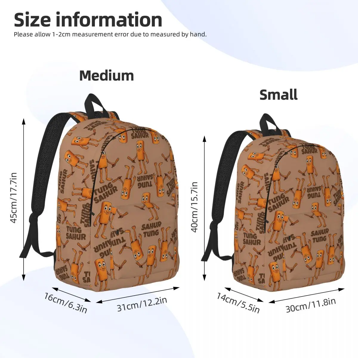 Tung Tung Sahur Italian Brainrot Classical Backpack Gift Student Hiking Travel Funny Meme Daypack Men Women College Shoulder Bag