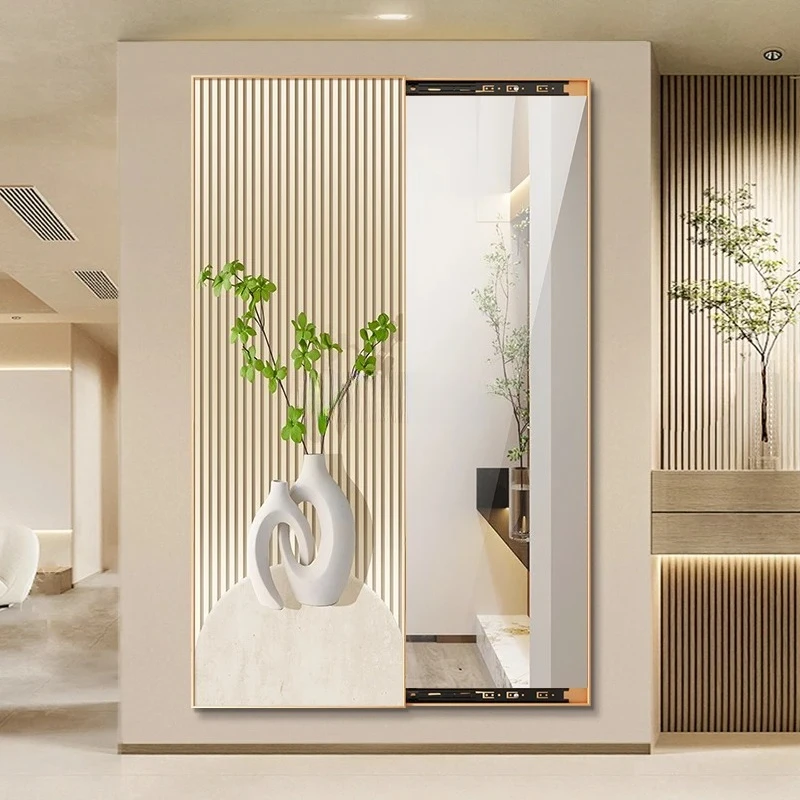 Push-pull hidden entrance decorative painting full body fitting floor invisible mirror
