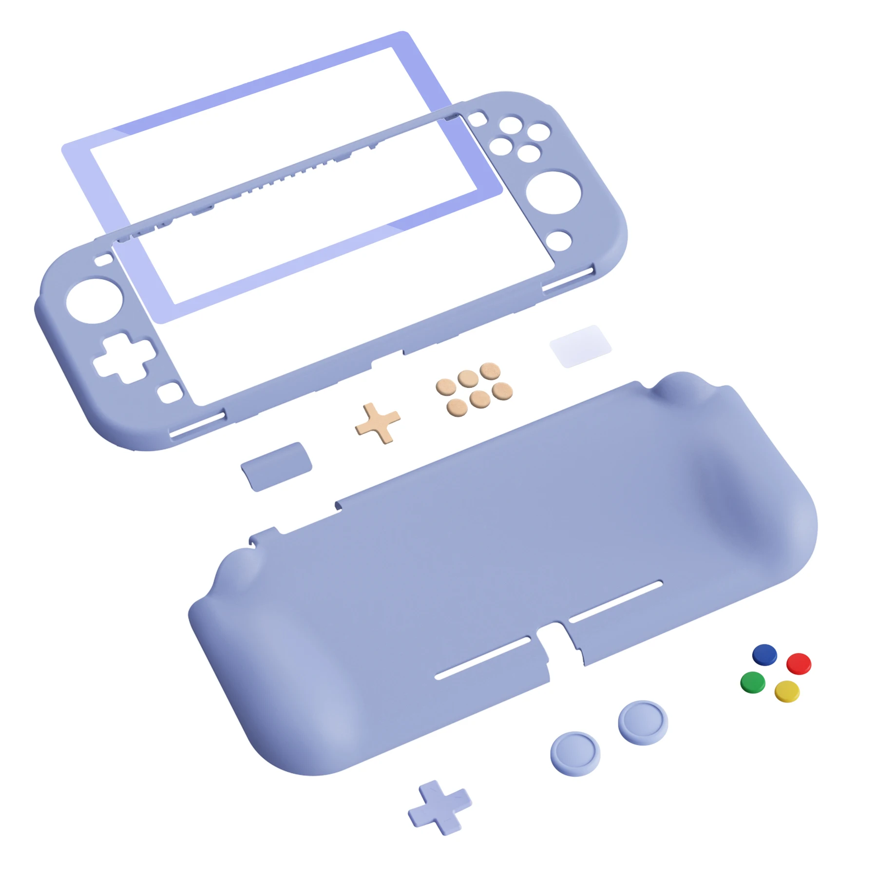 PlayVital ZealProtect Ergonomic Protective Case for Nintendo Switch Lite W/Screen Protector & Thumb Grips - Light Violet