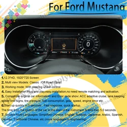 Android Digital Performance Display Dashboard Speed Table Car Virtual For Ford Mustang 2015 2016 2017 2018 2019 2020 2021-2023