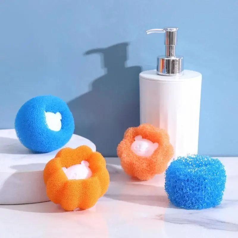 1/4 PCS Cute Kitchen Cleaning Sponges Scratch Free Soft Material Lovely Cartoon Design For Dish Washing Bathroom Daily Use