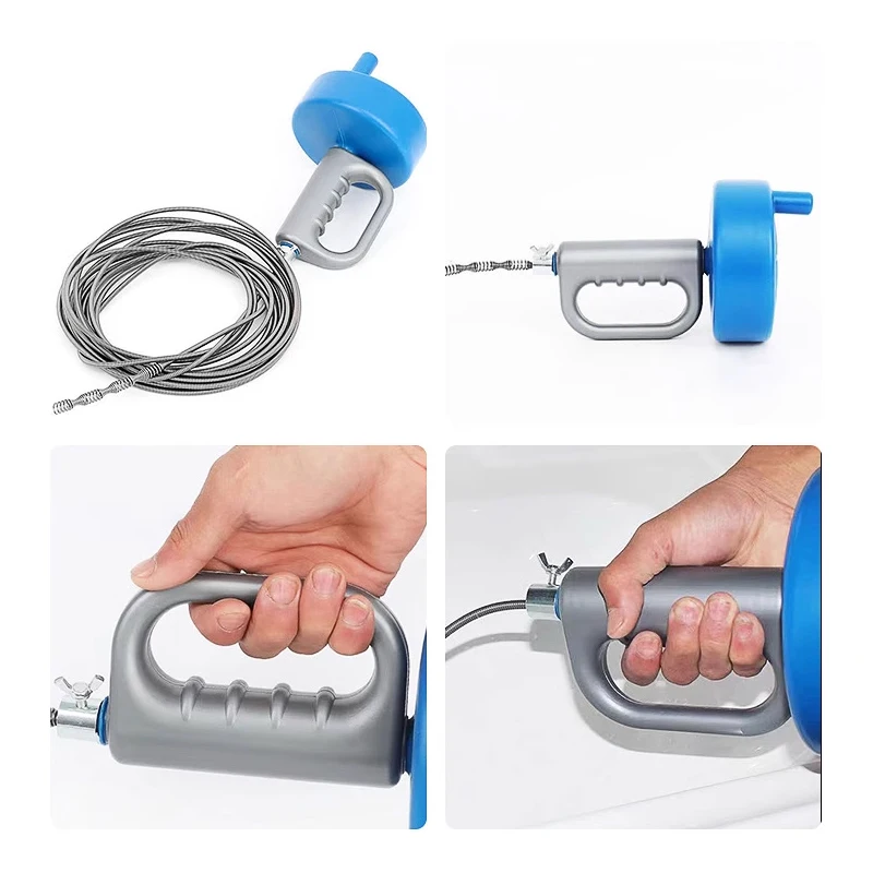 2/5/10m 휴대용 하수구 Unclogger 파이프 화장실 화장실 바닥 배수 주방 가정용 청소 도구 핸드 크랭크 막힘 도구