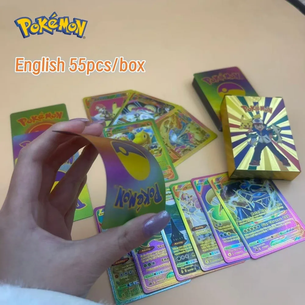 

Новинка, 55 шт./кор., Pokémon Vstar Vmax GX, английские красочные крутые карты, редкая коллекция, боевой тренер, карты, детские игрушки, подарки