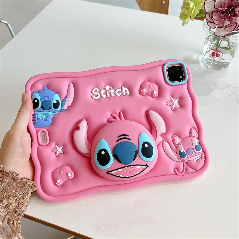 

Чехол MINISO Stitch для iPad IPad Pro 2 3 4 A16 (M2 (M4) 11 дюймов, силиконовый защитный чехол от падения, чехол-подставка для планшета 10-го поколения