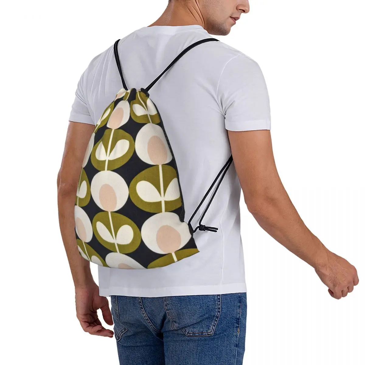 Orla Kiely 11 Drawstring Bag Backpack kawaii canvas hiking small fabric bag