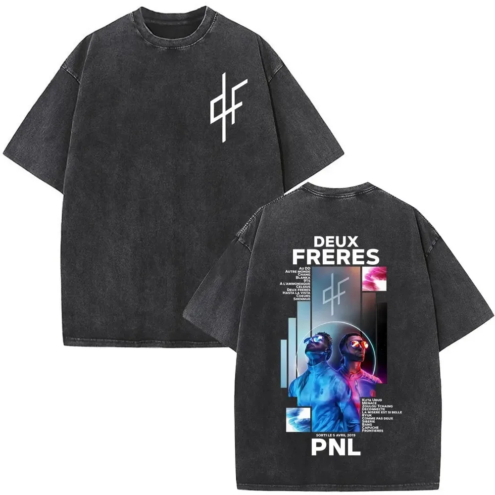 French Rapper PNL Le Monde Chico Album Graphic T-Shirt, Unisex Fashion Hip Hop Loose Vintage Washed Cotton T-Shirt