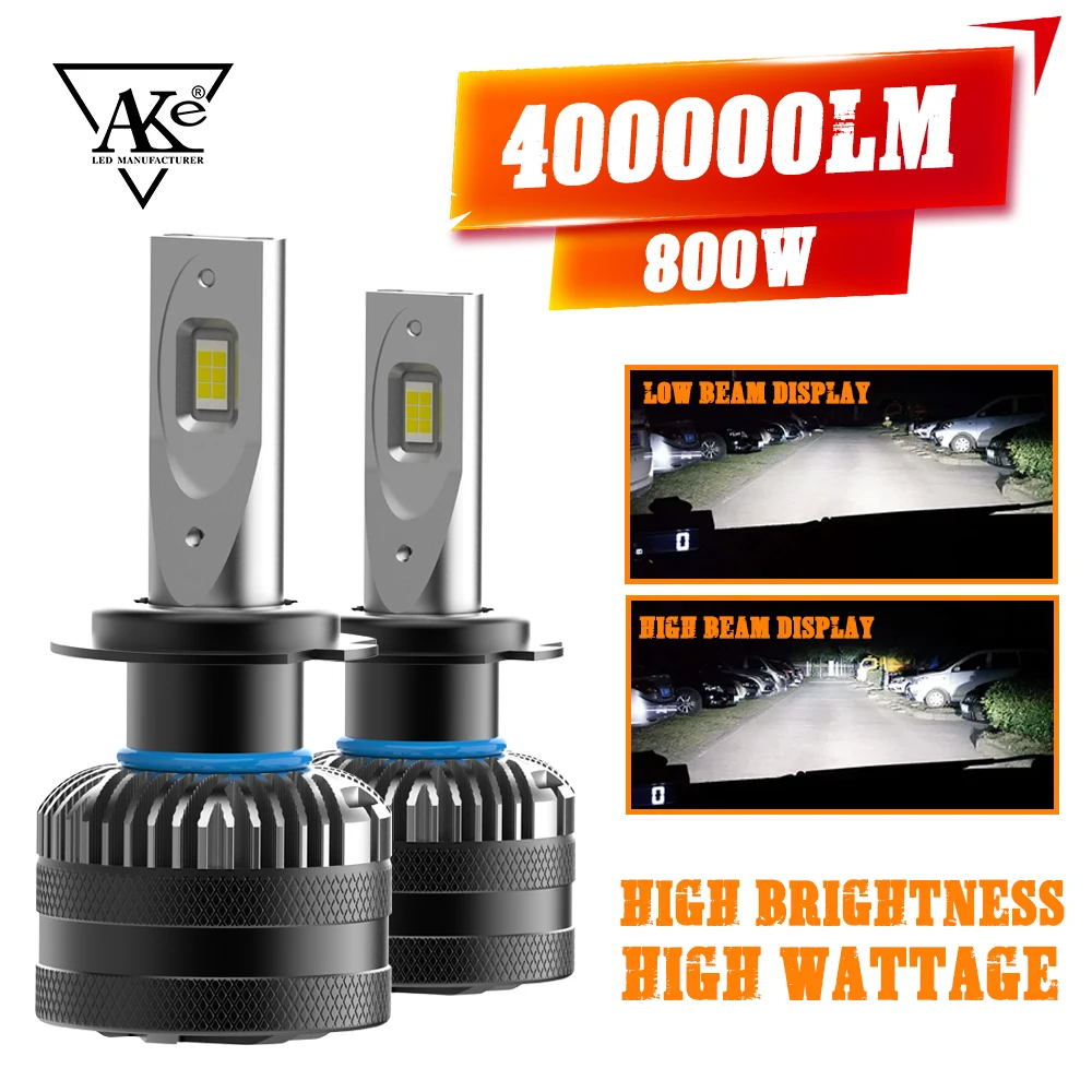 

H7 LED Headlight Car Light, 400000LM 800W High Brightness Light Bulb, Canbus Plug and Play, H4 H1 H11 9005 9006 9012 Fog Light
