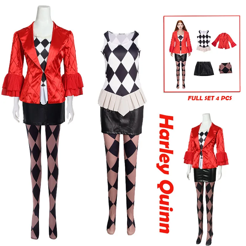 

Anime The kiding 2 New Cosplay Costume Harleies Red Coat sexy Skrit top sock Uniform women‘s cosplay outfit Halloween Restor