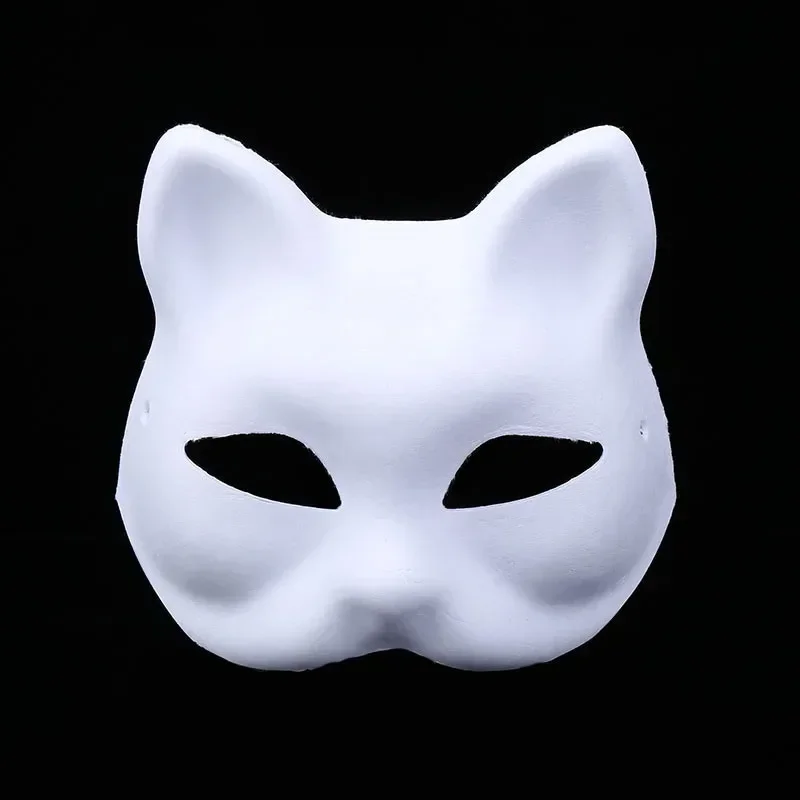 10pcs Cat Fox Unpainted Blank White Mask Women Lady Girls Venetian Party DIY Pulp Masks Christmas  Easter