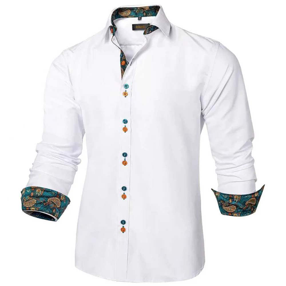 

DiBanGu, camisa para hombre, манга larga, черная, sólido, rojo, Paisley, контрастный цвет, camisa de vestir a la moda para homb