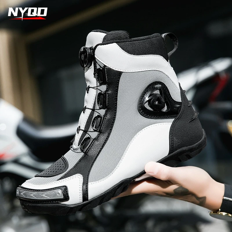Mens Large High Top Motorcycle Boots All-Season Racing Touring Shoes Summer