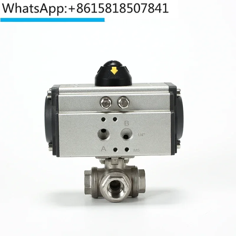 

Q614F/Q615F pneumatic cylinder valve threaded three-way ball valve stainless steel DN15 20 25 40 50
