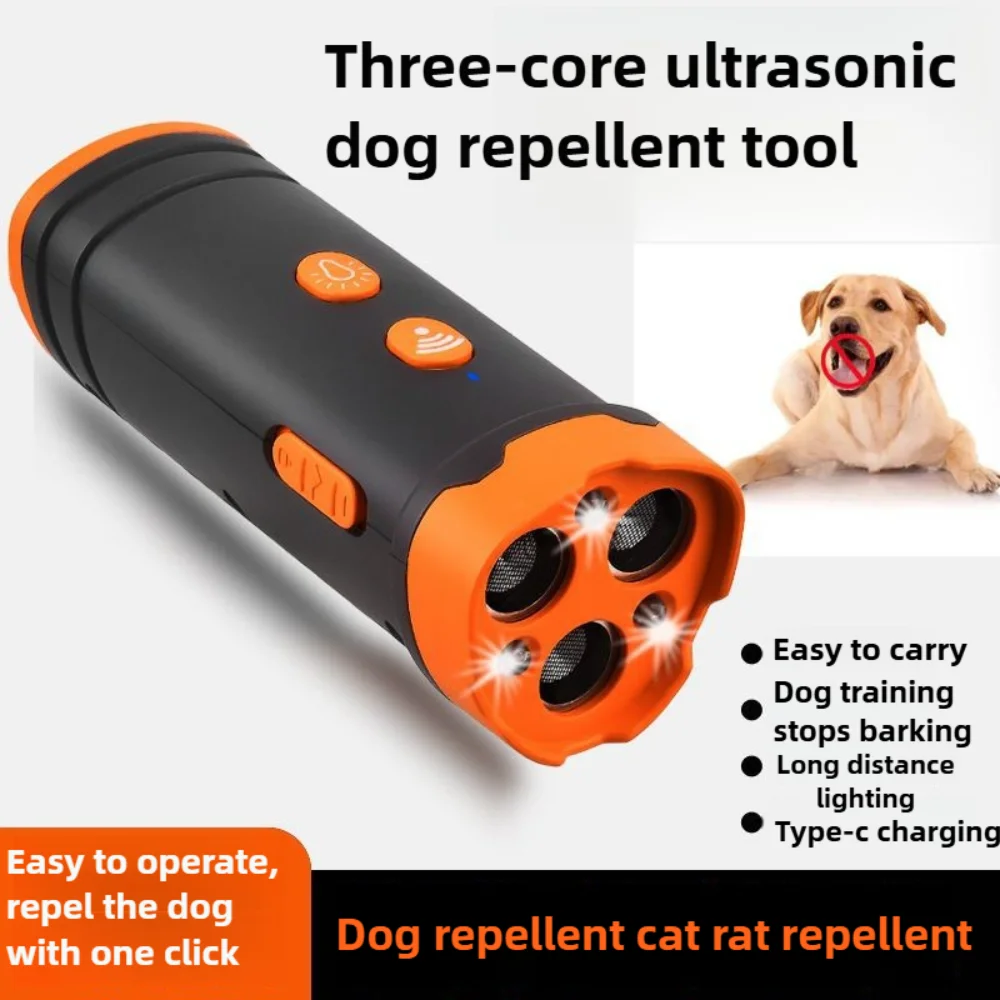

Pet Dog Repeller Outdoor Ultrasonic Dog Training Device Tool Rechargeable Anti Dogs Bark Deterrent Devices with LED Flashlight