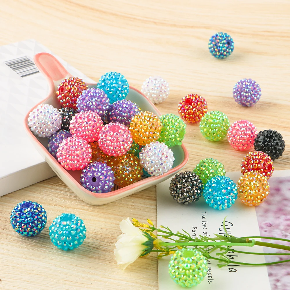 14/16/20mm Resin Bayberry Ball Rhinestone Beads Fashion Acrylic Beads For Pen Bracelet Jewelry Making Decoration DIY  Accessory