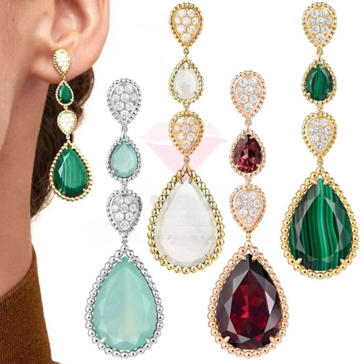 

2025 New 925 silver high-quality fashion teardrop women's personalized earrings, fashionable luxury jewelry, daily party gifts