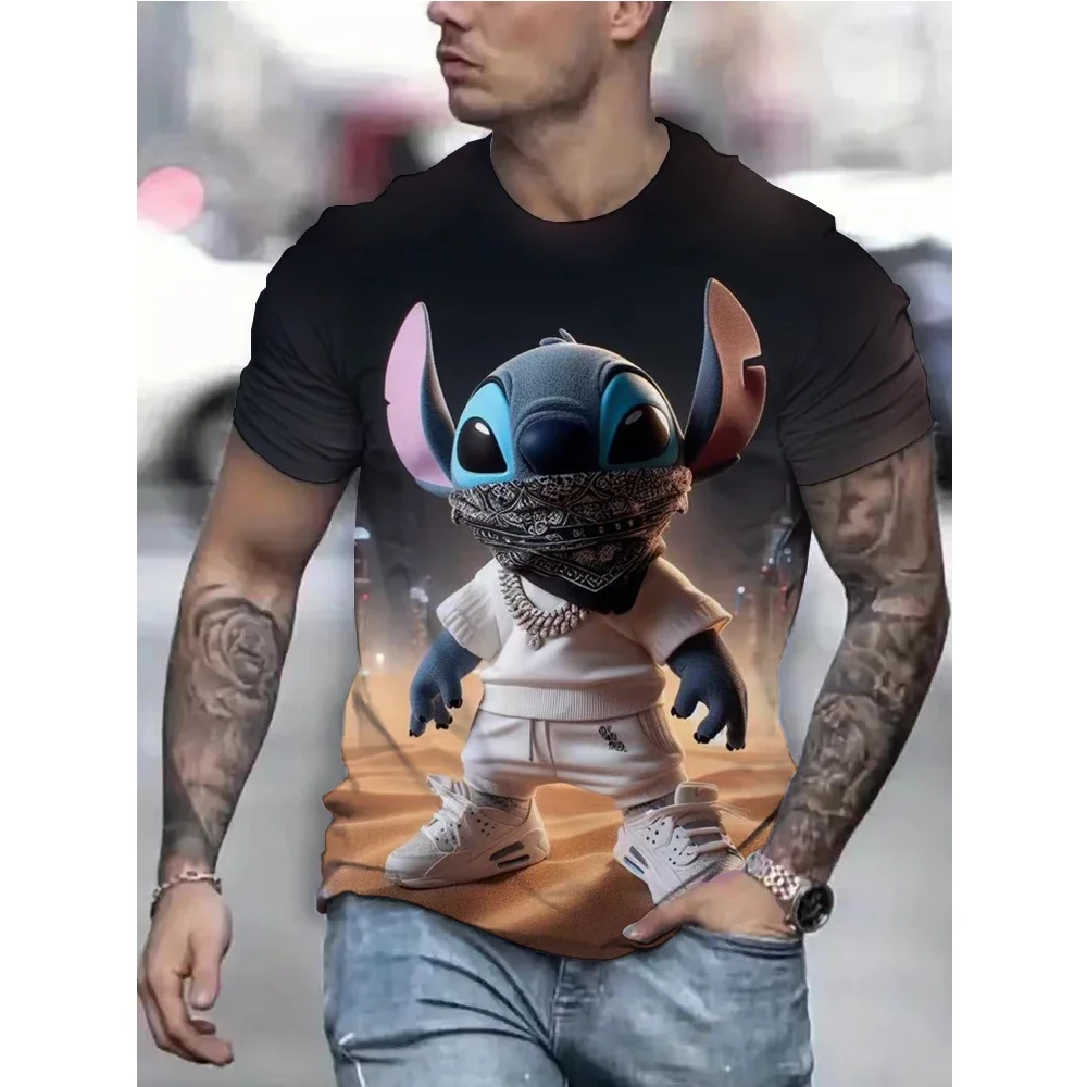 New Stitch T-shirt Lilo & Stitch Kawaii Anime 3D Printing Fashion Unisex Oversized T-shirt Disney Kids T-shirt Casual Tops