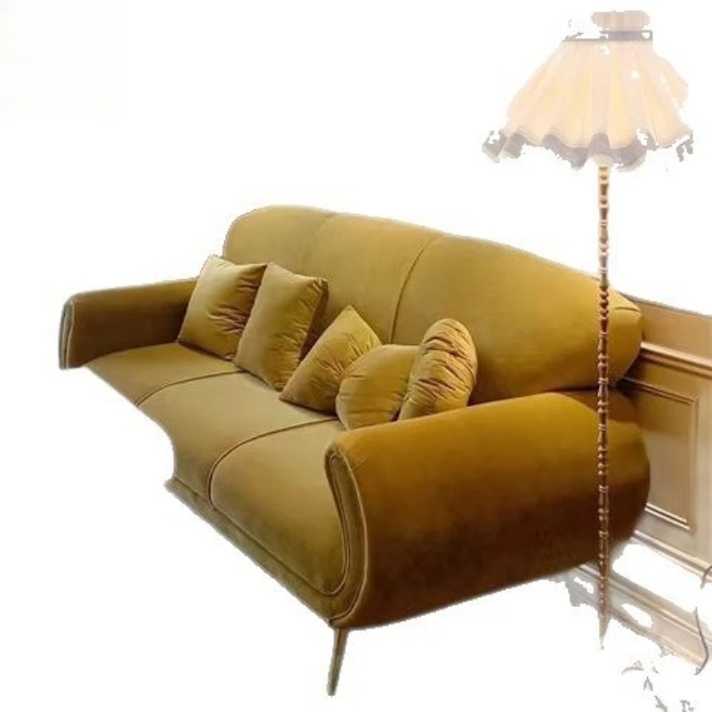 French retro fabric sofa, small living room, medieval American light luxury