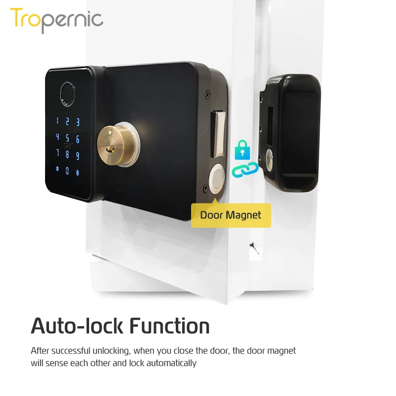 Waterproof Smart Lock For Gate Outdoor Keyless Electric Rim Wifi Double Sided Fingerprint Reader Lock With Ttlock App