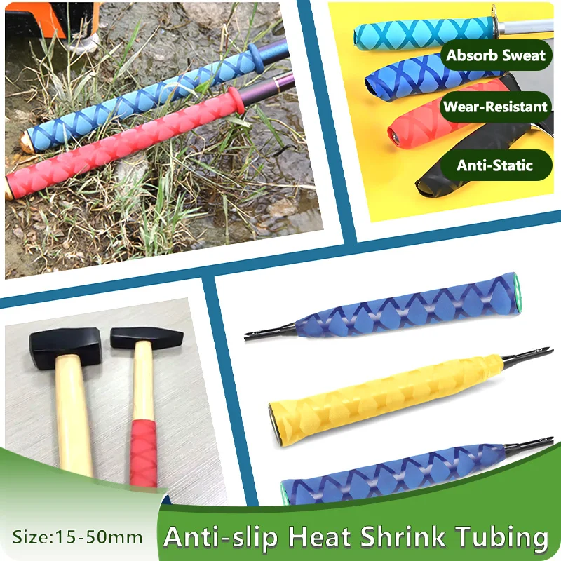 

2/8M Heat Shrink Tubing for A Secure Comfortable Handle on Fishing Rods Tennis Badminton Rackets Non-Slip Cable Sleeves 15-50mm