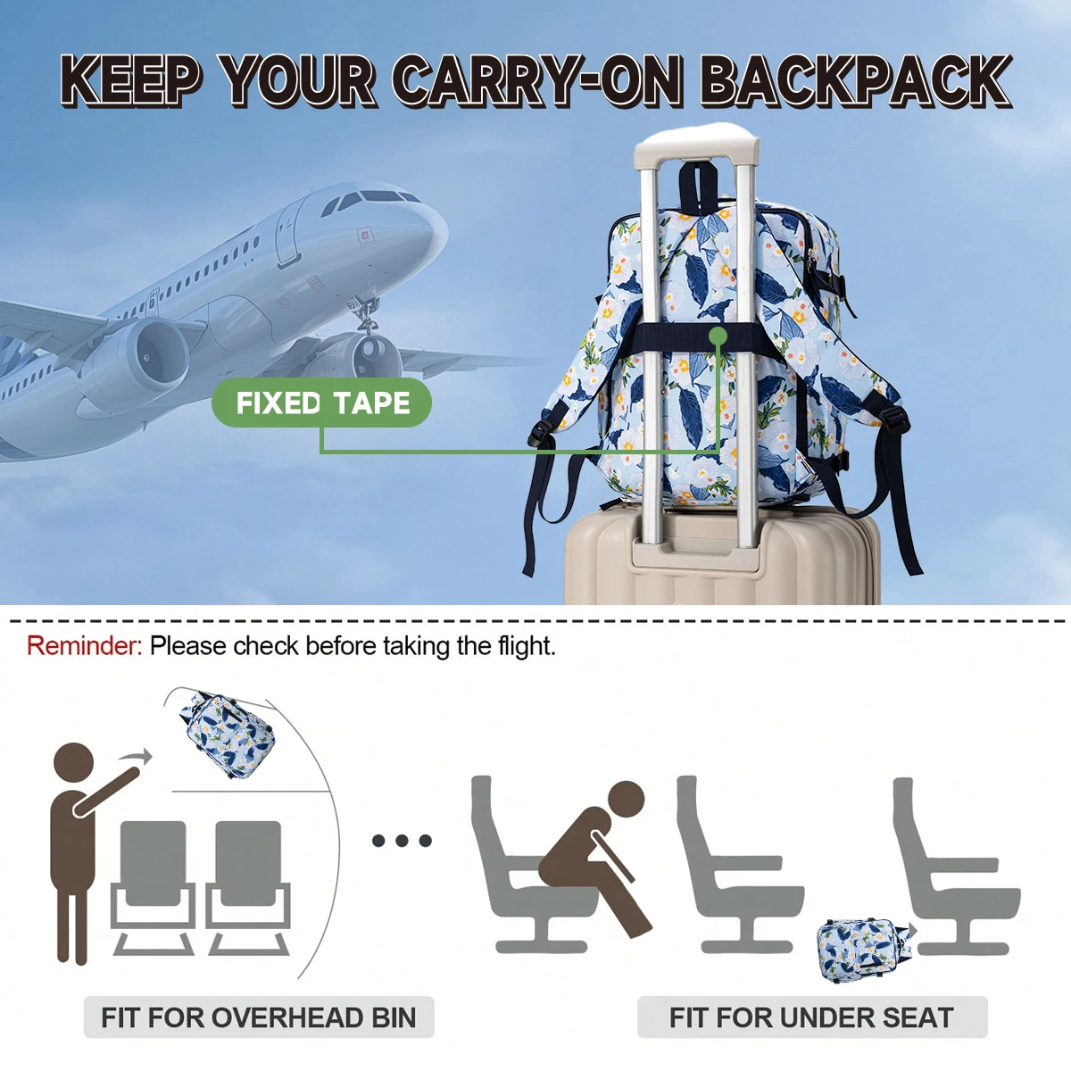New Model 40*30*20 Carry-On Bag Suitable for Small Airplane Travel Bags, Animal Pattern Computer Backpack for Female Students