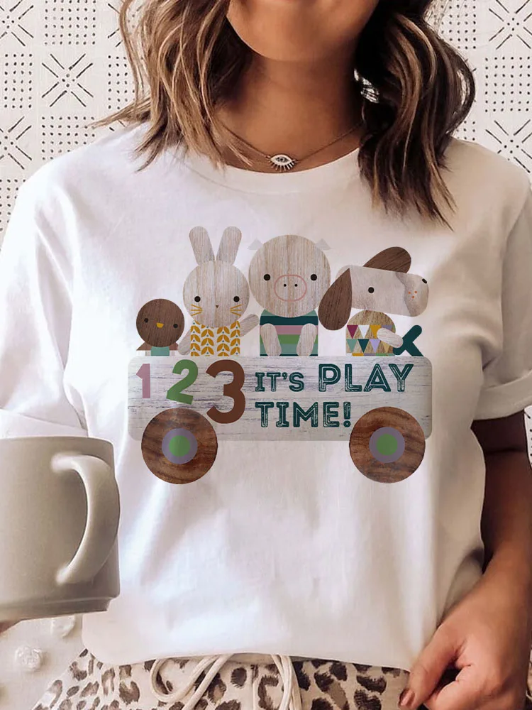 

T-shirts Cartoon Women Casual Animals 90s Fashion Print Fashion Trend Clothes Graphic Tshirt Top Lady Aesthetic Female Tee shirt