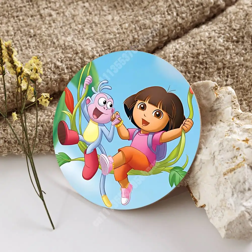 D-Dora B-Boots The Explorer Cartoon Wooden Cup Mat Cappuccino Vodka Juice Water Coaster for Flower Shop