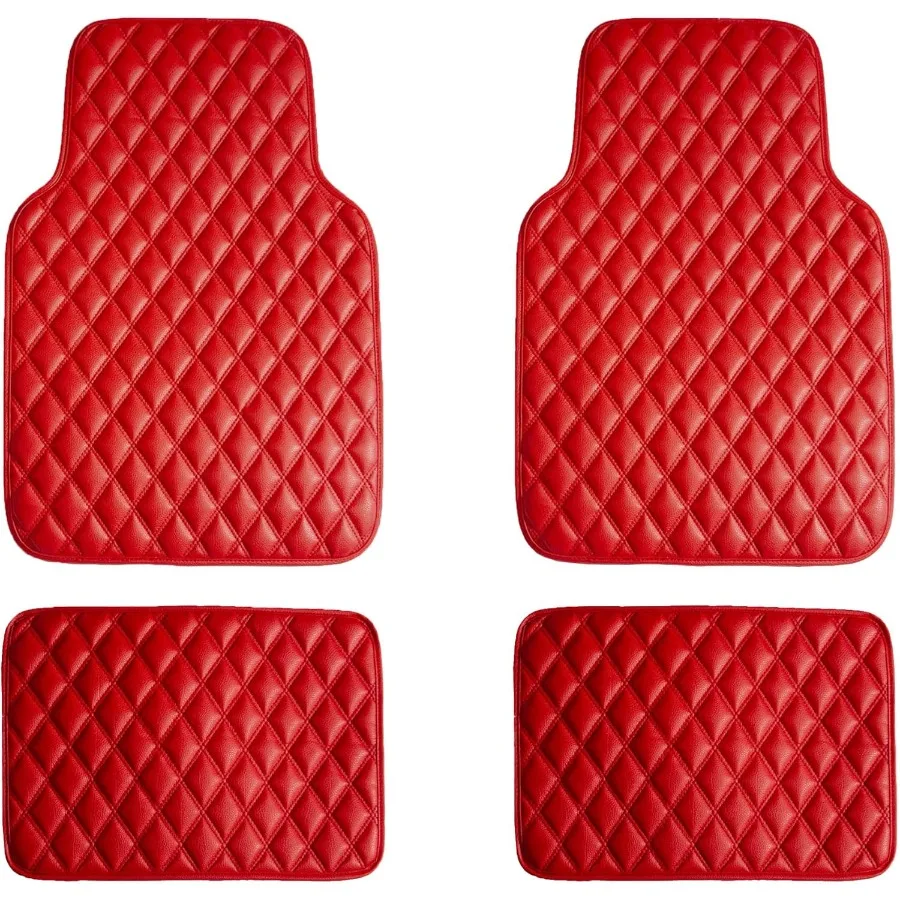 

Роскошные универсальные вкладыши, полный комплект, красные коврики из искусственной кожи с ромбовидным дизайном, универсальные сверхпрочные нескользящие коврики для большинства