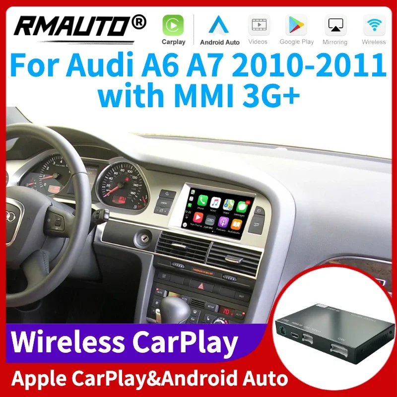 

RMAUTO Wireless Apple CarPlay MMI 3G for Audi A6 A7 2010-2011 Android Auto Mirror Link AirPlay Support Reverse image Car Play