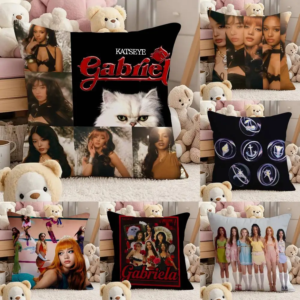 

Band K-Katseye Pillow Case Comfort Sofa Bed Silky elegant Invisible zipper Custom Decorative cushion cover