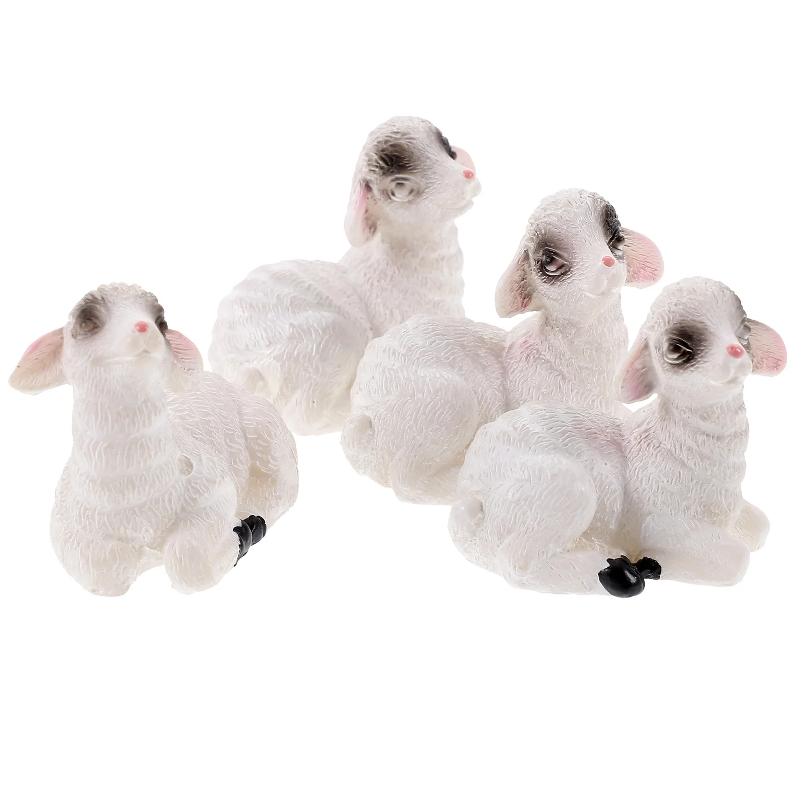 

4Pcs Micro Landscape Ornament Set Resin Made Simulation Sheep Decor for Living Room Bedroom Desk Fashionable Gift Idea