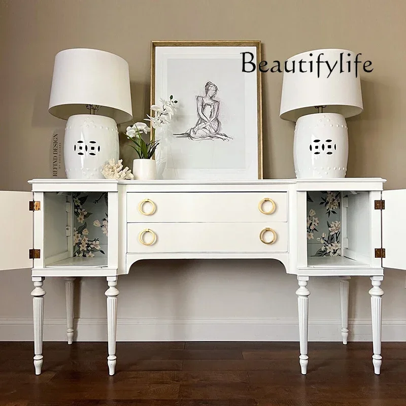 

qU F American Light Luxury Door Cabinet Villa High-end Decorative Cabinet Modern Solid Wood Living Room Dining Side Cabinet