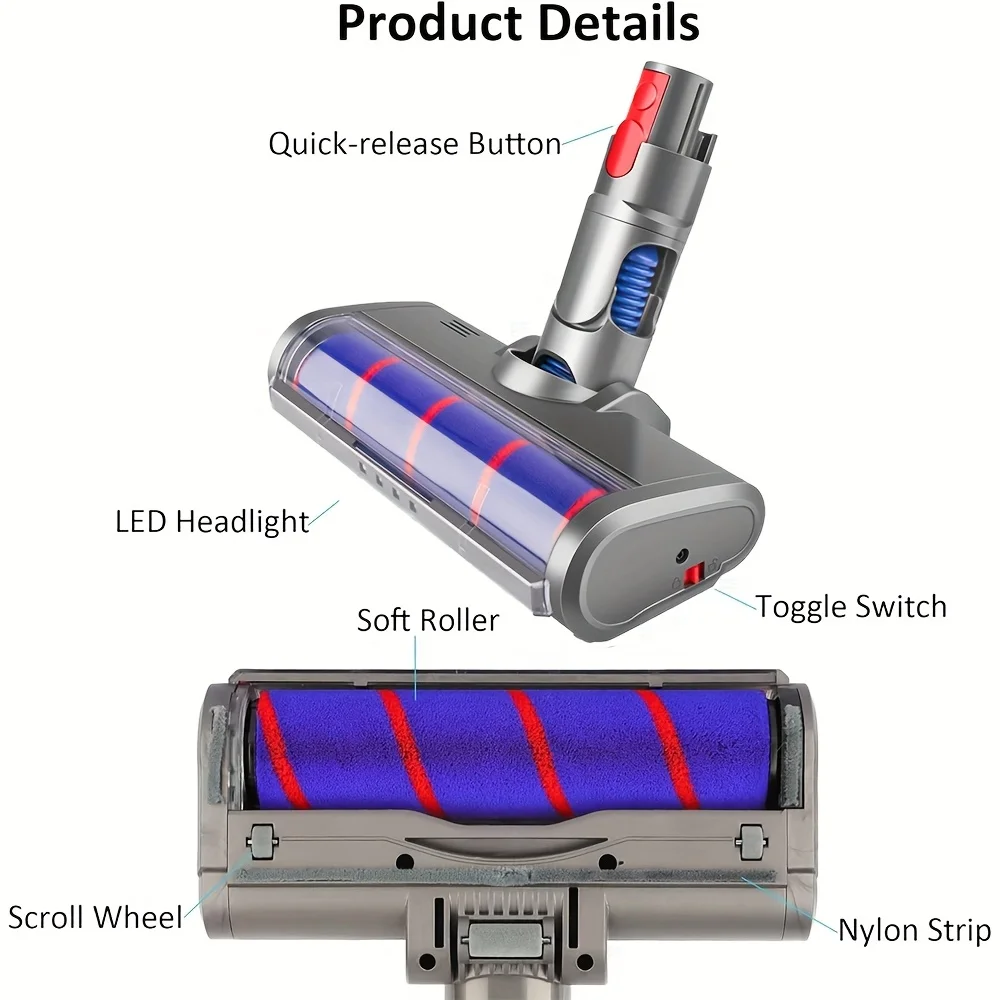 

Сменная мягкая роликовая щетка для чистки пылесосов Dyson, для моделей V7, V8, V10, V11, V15, аксессуары для напольных щеток