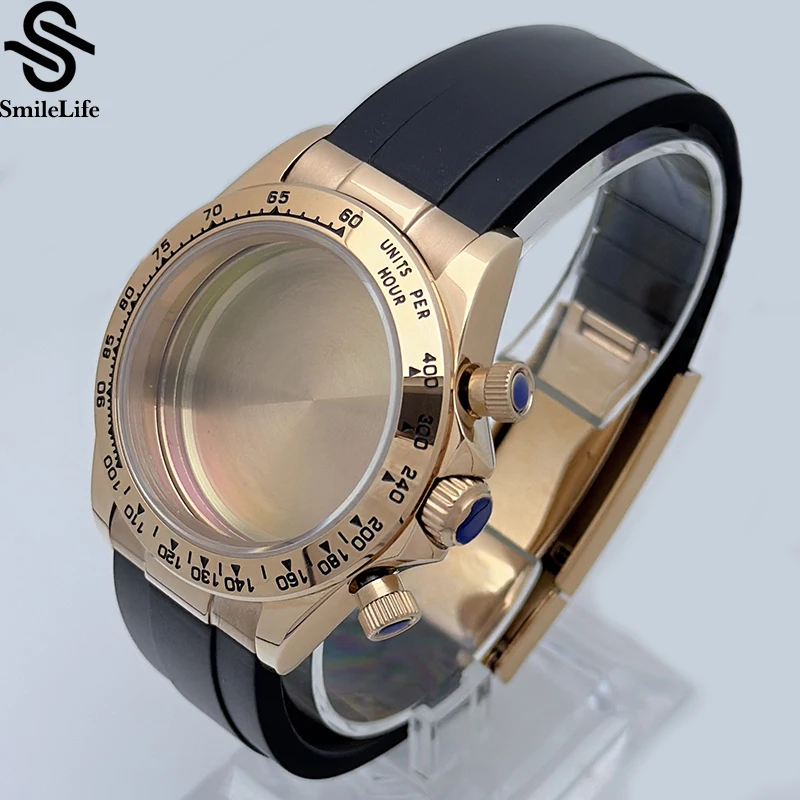 SmileLife VK63 Cassa in oro 39mm Cassa in acciaio inossidabile 316L adatta al movimento al quarzo VK63 Accessori per orologi Cinturino per orologio in acciaio inossidabile