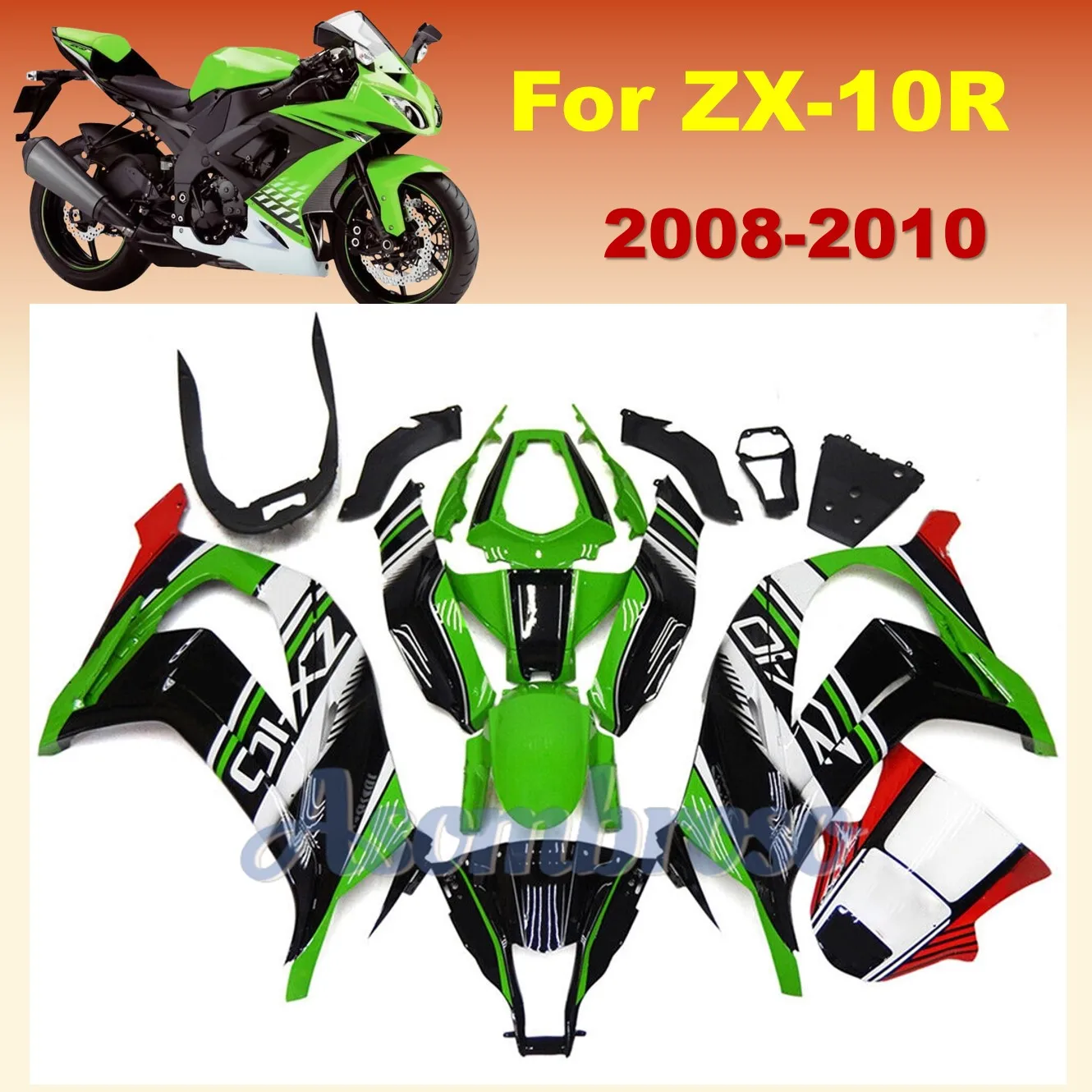 High Quality Motorcycle Fairings Kit for Ninja ZX-10R ZX10R 2008 2009 2010 ZX 10R 08 09 10 ABS Injection Bodywork Set ZXMT